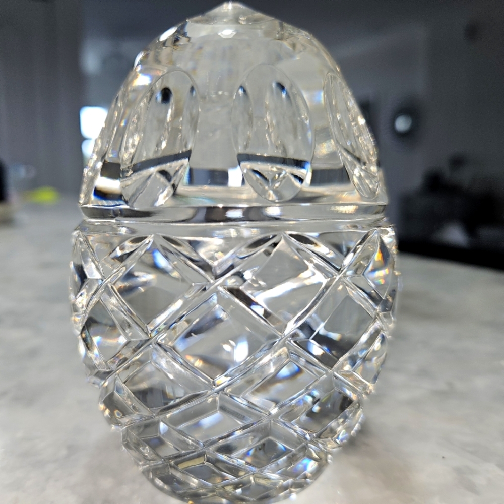 Glass Lead Crystal Egg Pineapple Paperweight Room Decor Unique Heavy